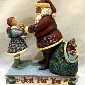 Jim Shore Heartwood Creek Just for You Santa with Gift to Girl Figurine